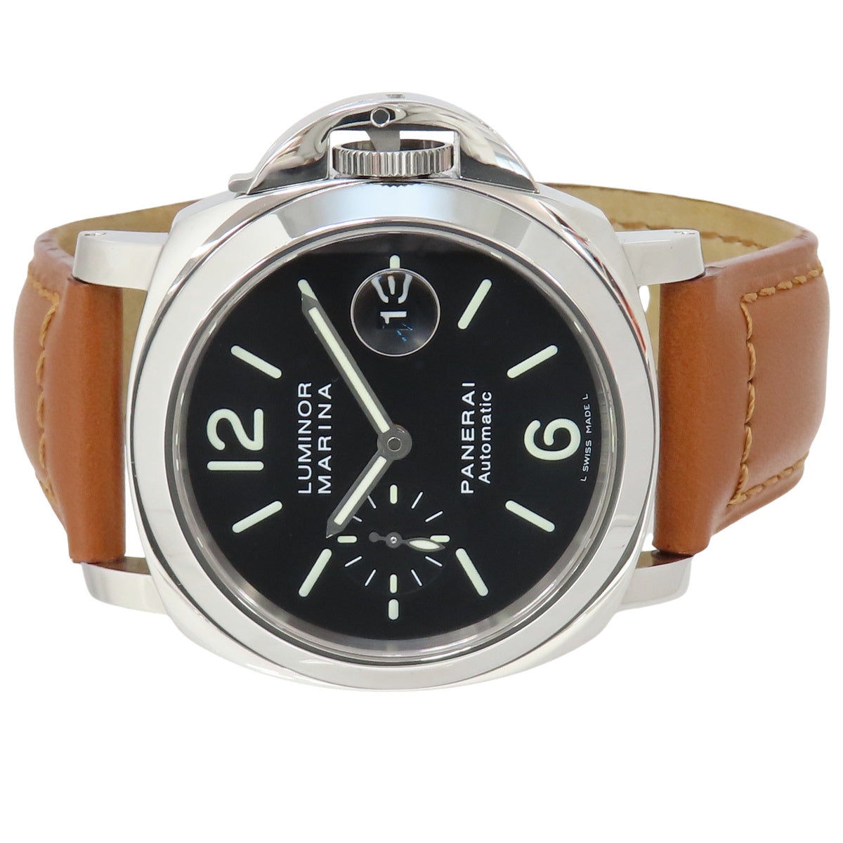Luminor Marina PAM00104 SS/Leather Black Automatic Men's