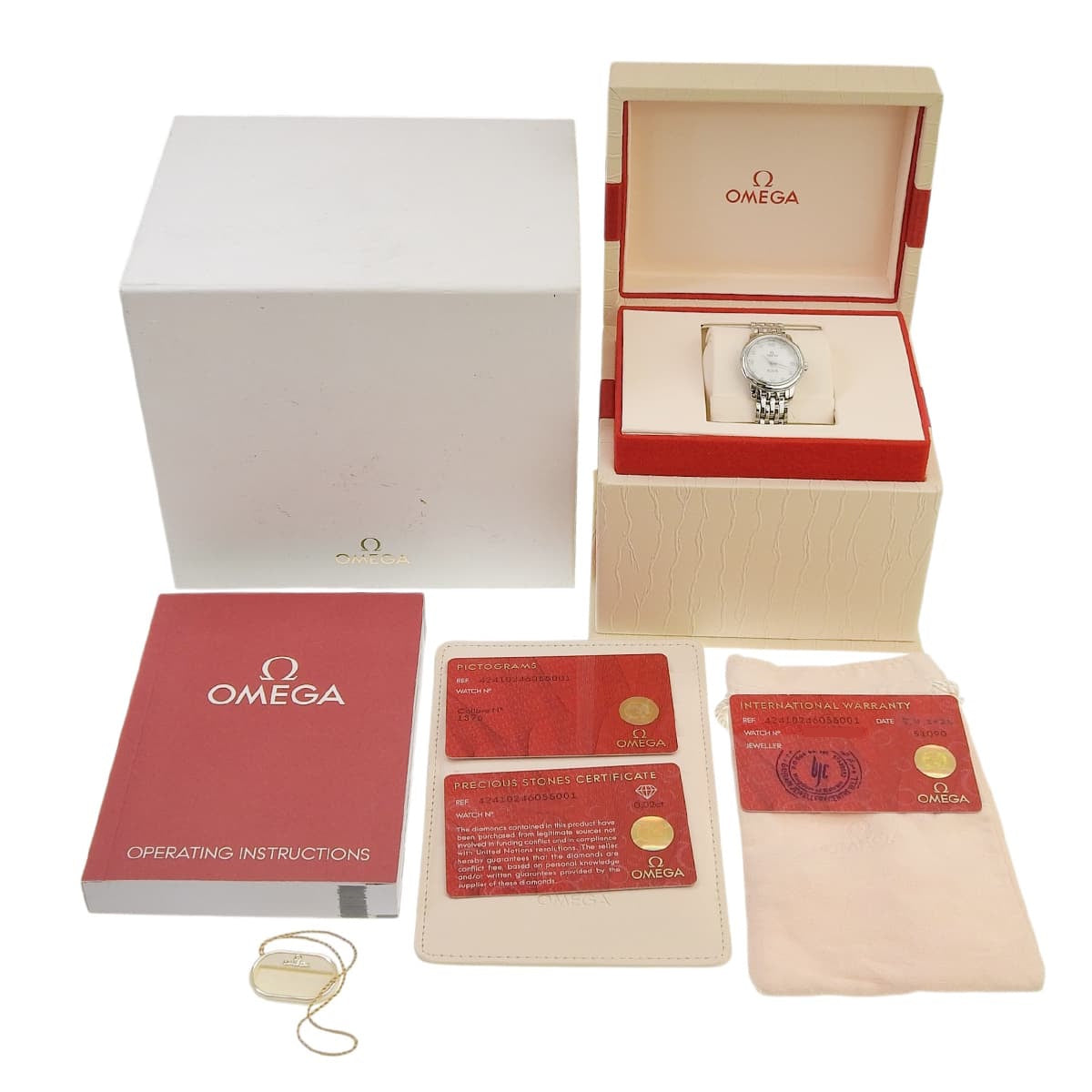 デ・ヴィル プレステージ 424.10.24.60.55.001 SS シェル文字盤 ダイヤインデックス クオーツ レディース