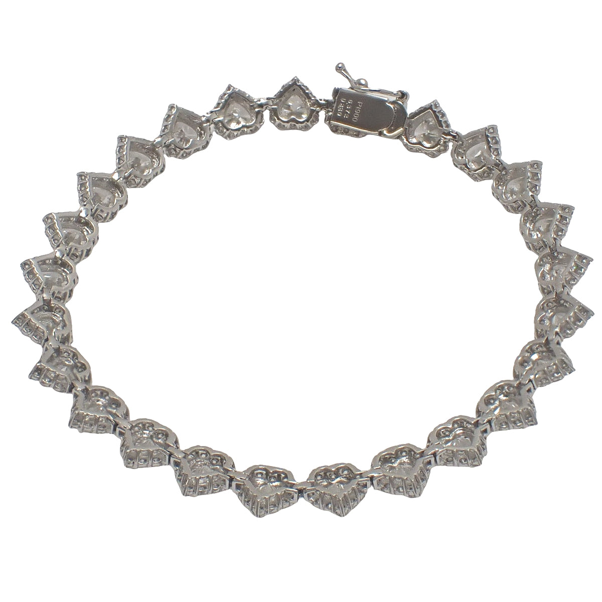 ハート ダイヤモンドブレスレット D6.372/2.20 プラチナ Pt850 プラチナ Pt900 13.0g