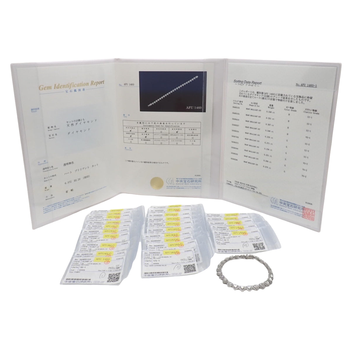 ハート ダイヤモンドブレスレット D6.372/2.20 プラチナ Pt850 プラチナ Pt900 13.0g