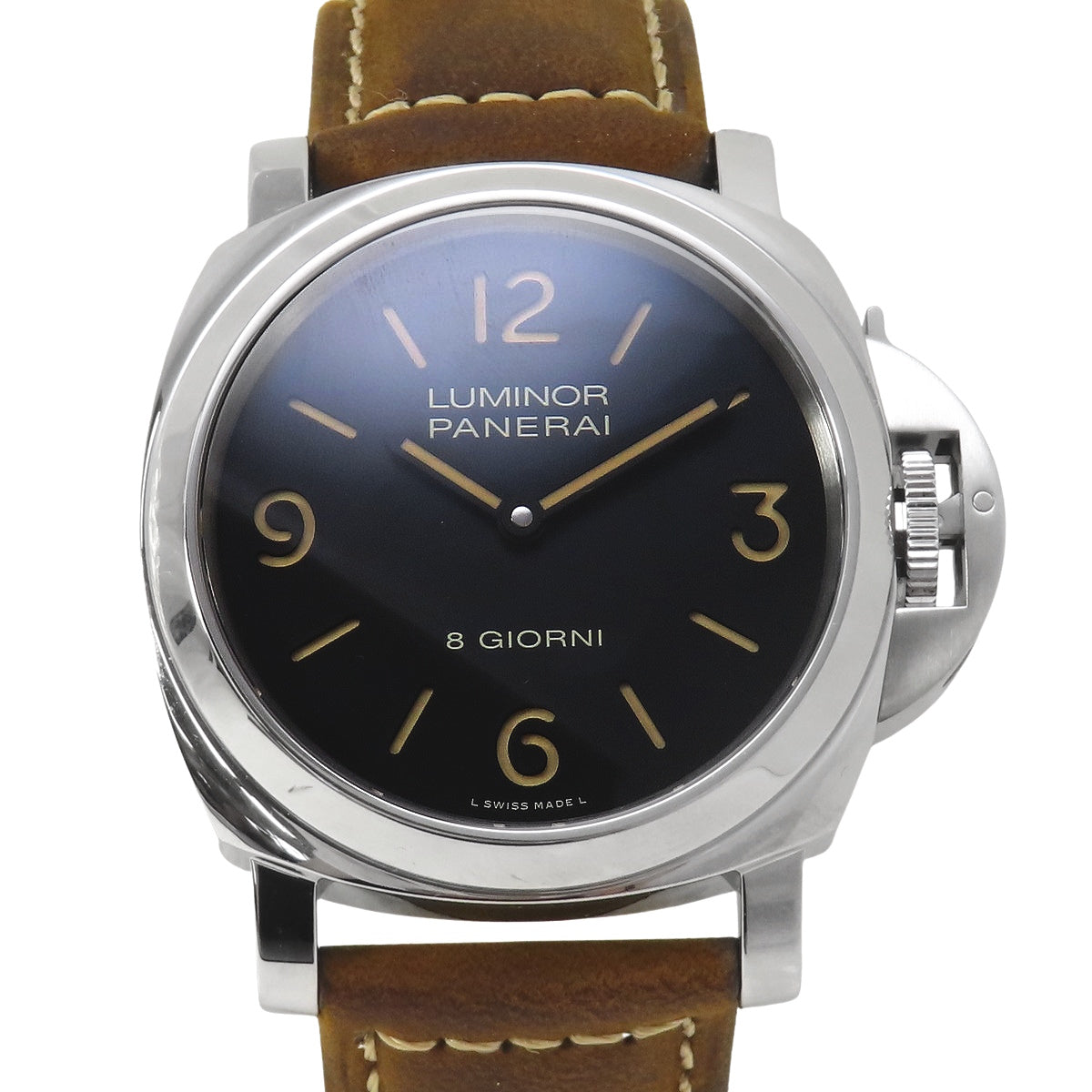 ルミノール ベース PAM00914 SS/レザー ブラック 手巻き メンズ