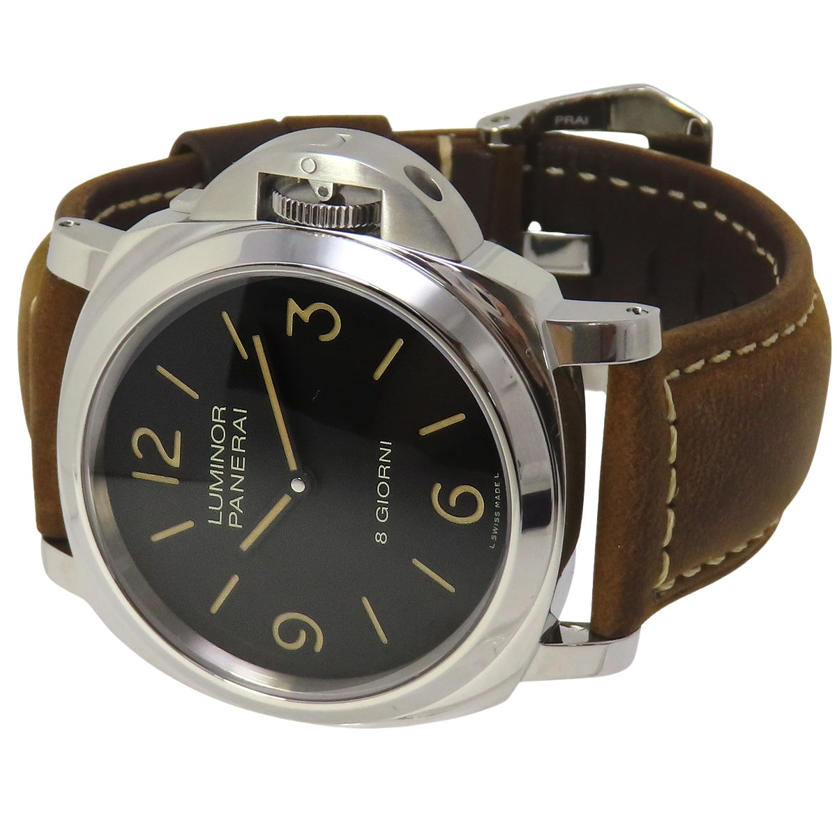 ルミノール ベース PAM00914 SS/レザー ブラック 手巻き メンズ