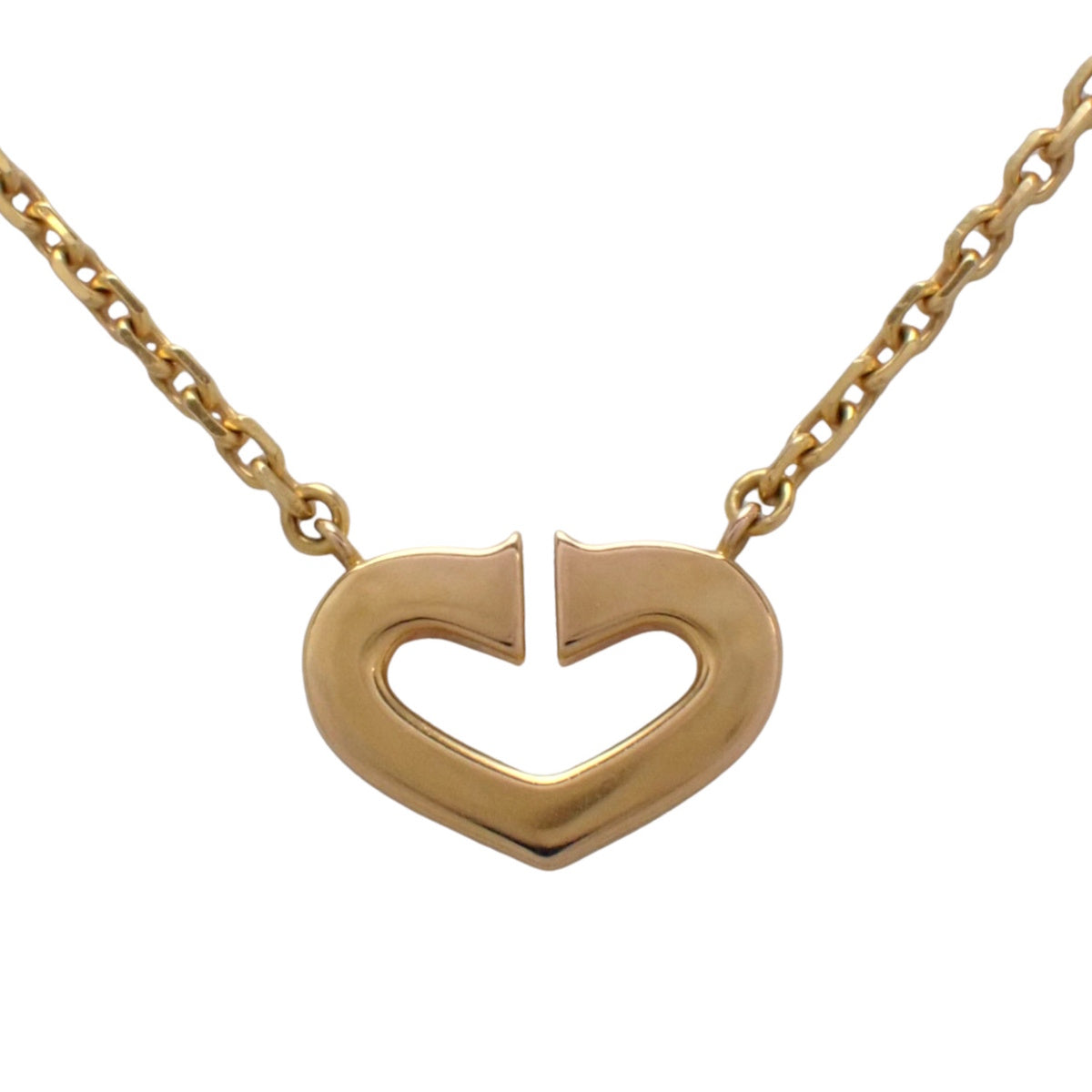 Cハート ネックレス ダイヤモンド イエローゴールド K18YG 5.3g