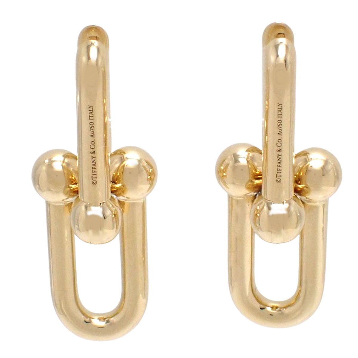 Large Link Earrings K18YG 12.1g