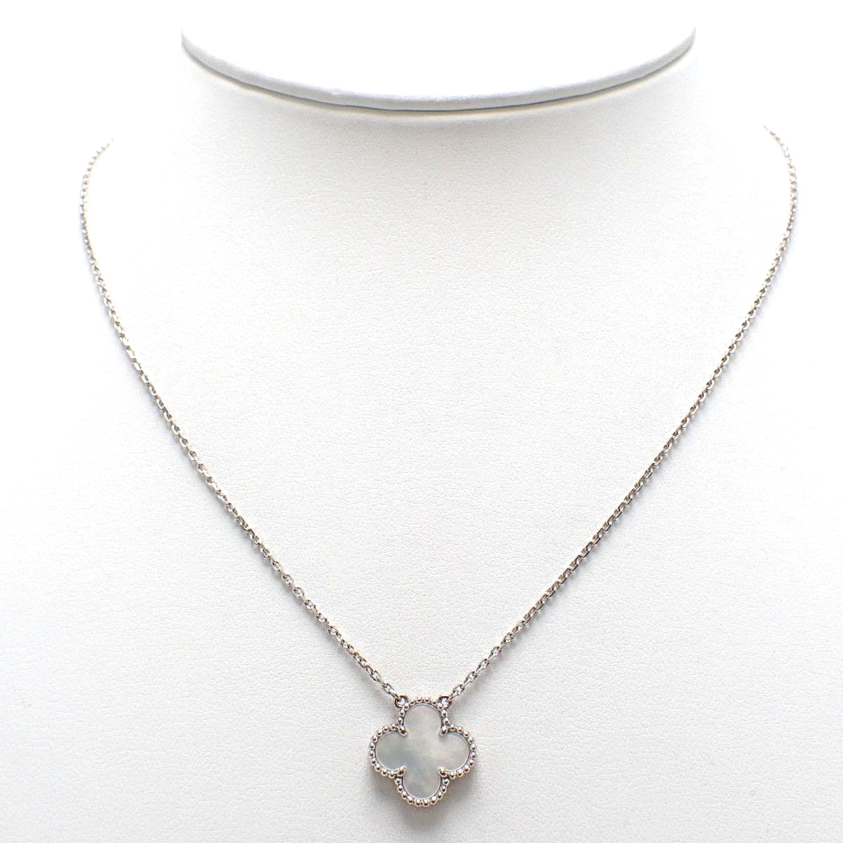 Vintage Alhambra Pendant Mother-of-Pearl White Gold K18WG 5.4g