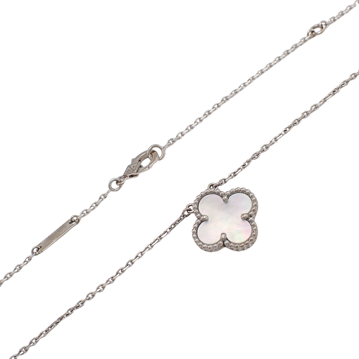 Vintage Alhambra Pendant Mother-of-Pearl White Gold K18WG 5.4g