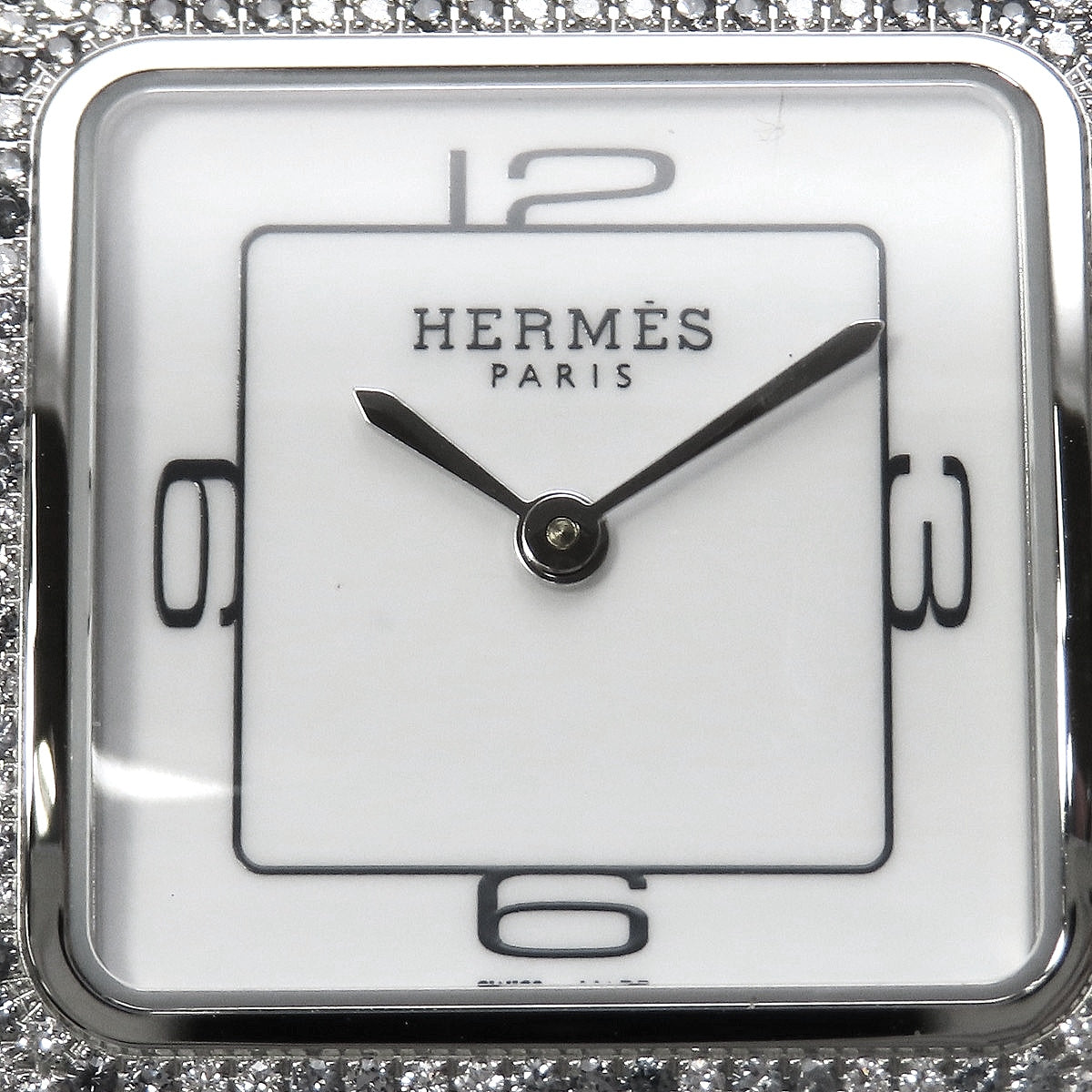 Hウォッチ ダイヤベゼル HH1.532 SS/革 ホワイト クオーツ メンズ