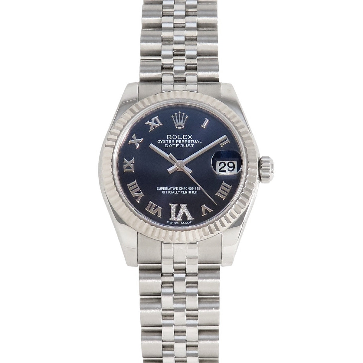 Datejust, Diamond Bezel, VI Diamonds, 278274G, SS, Aubergine, Automatic, Women's