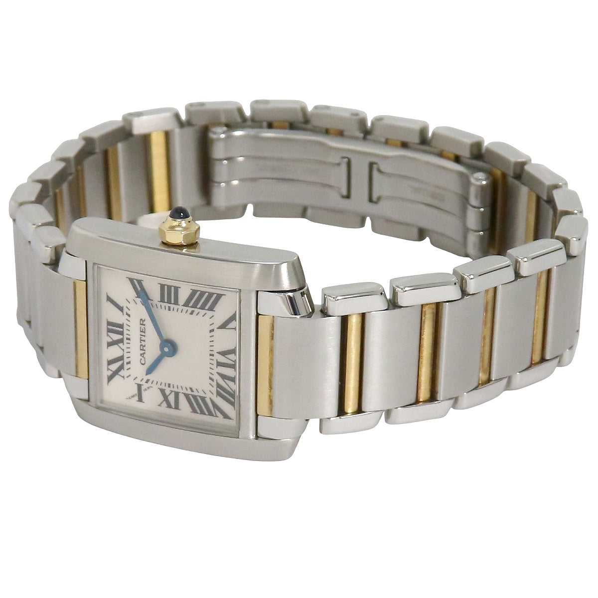 Tank Française SM W51007Q4 YG/SS Off-White Quartz Ladies'