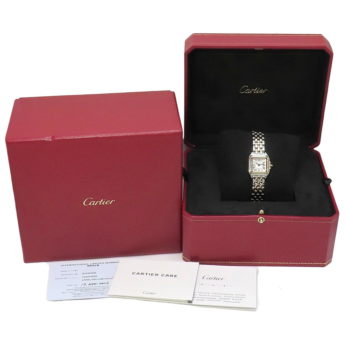 Panthère SM 2-row W2PN0006 YG/SS Silver Quartz Ladies'